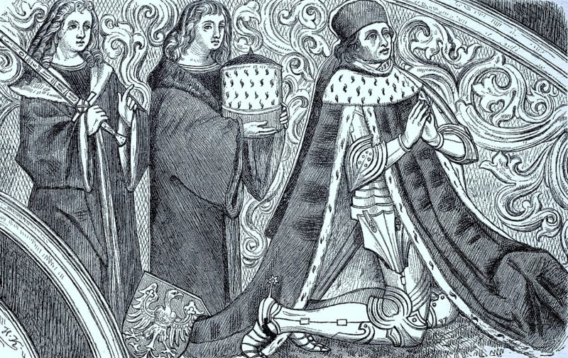 Portraet des Kurfuersten Albrecht Achilles von Brandenburg auf dem Altarbild der Stiftskirche Ansbach
