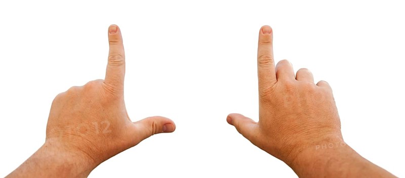 Male hands making frame isolated on a white background with clipping paths for your own positioning