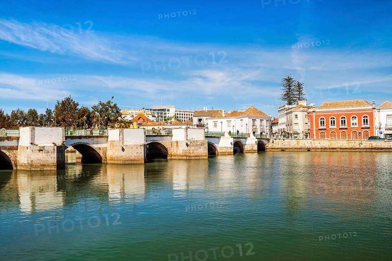 Beautiful cityscape of historic Tavira by Gilao river