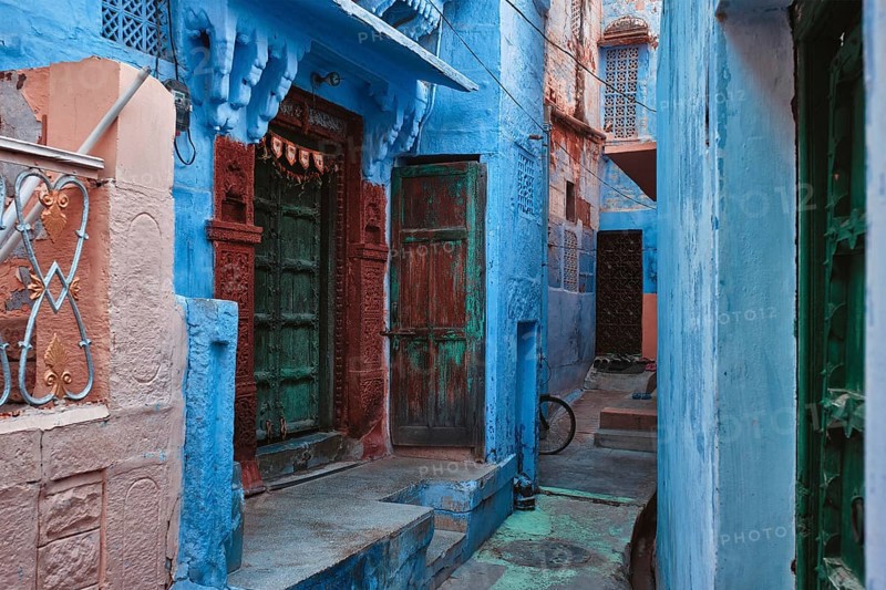 Blue houses in streets of of Jodhpur