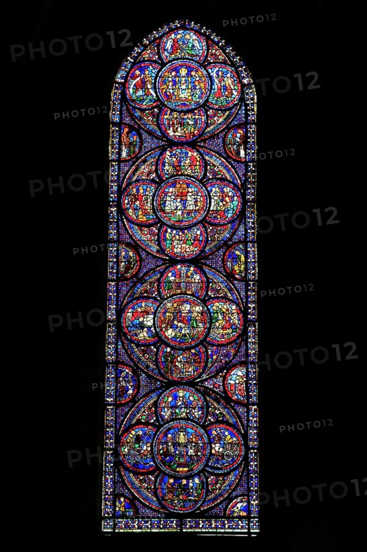 Leaded glass window in Notre Dame Cathedral of Chartres