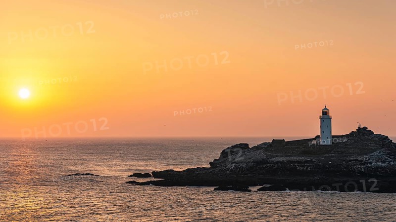 Sunset over Godrevy Lighthouse