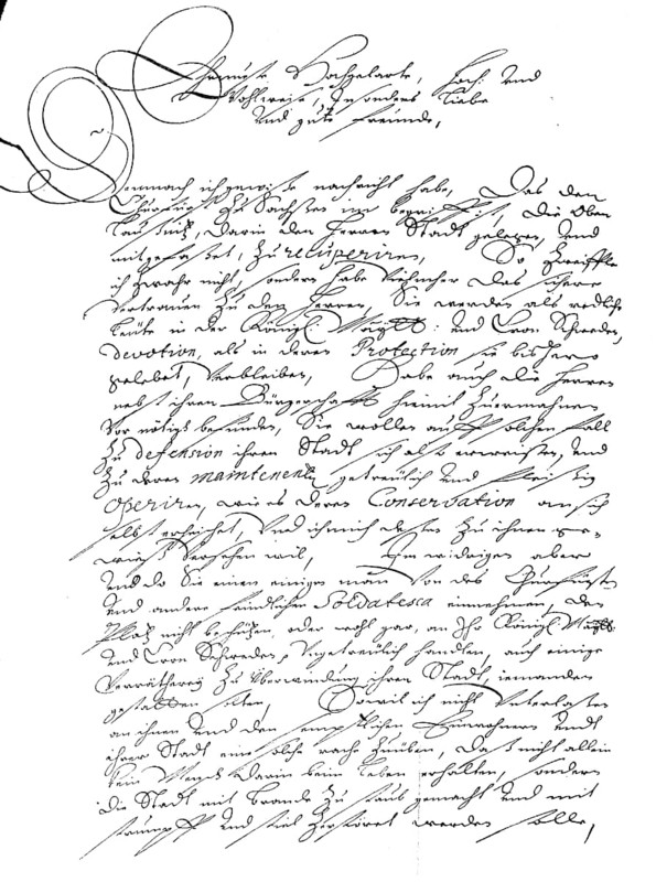Letter from Field Marshal Baner to the Mayor and Council of the City of Loebau