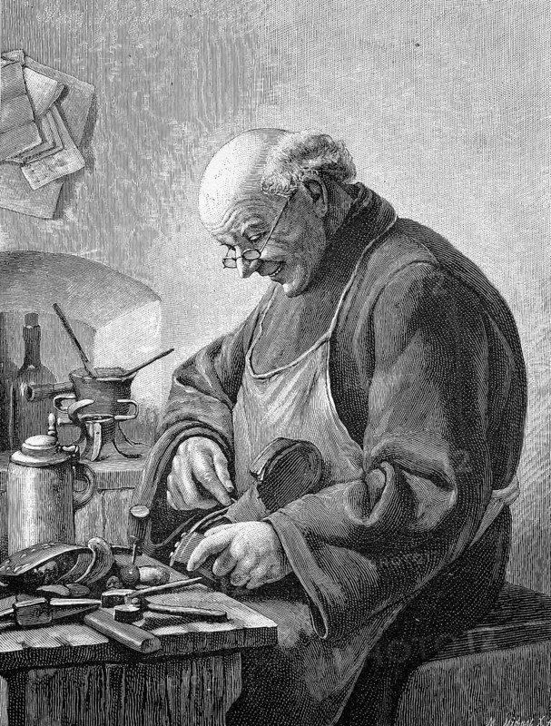 Shoemaker in his workshop