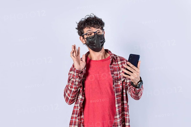Man making video call isolated