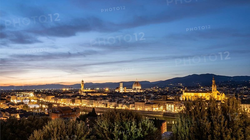 View of Florence after sunset from Piazzale Michelangelo