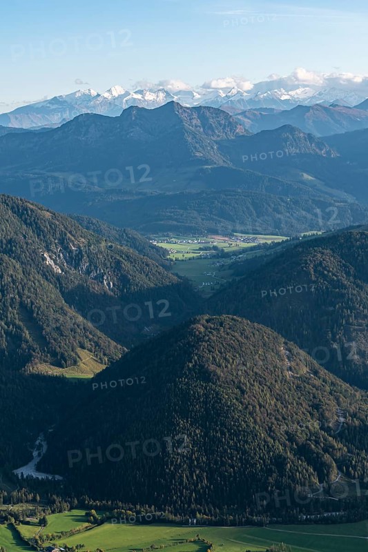 Valleys and forested mountains