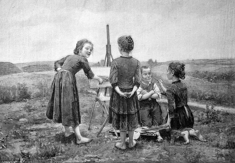Children Painting in the Landscape