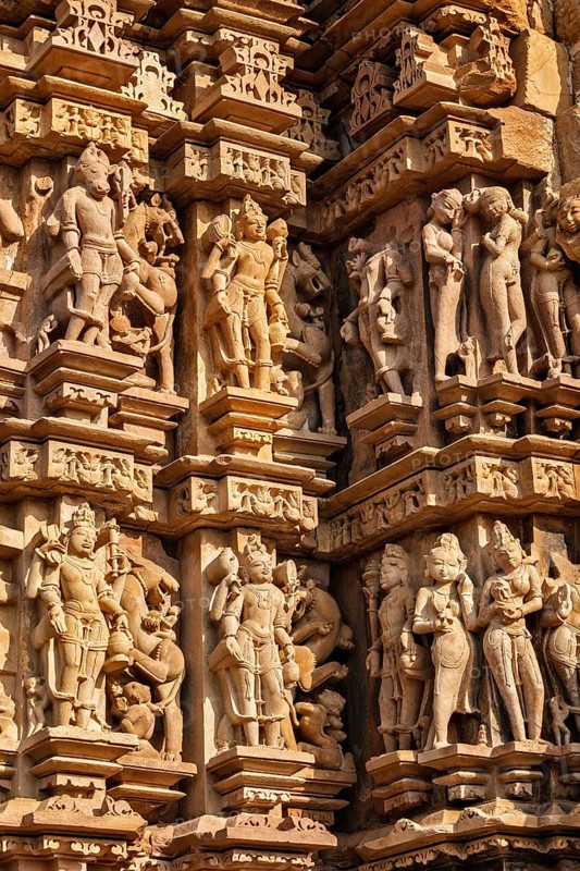 Stone carving bas relief sculptures on Vaman Temple