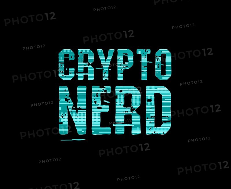 Crypto Nerd text art design for printing. Trendy typography illustration