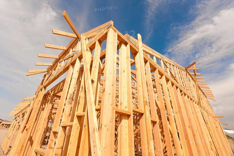 New construction wood home framing abstract