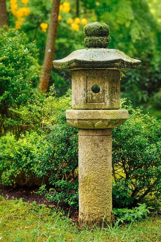 Stone lantern in Japanese garden