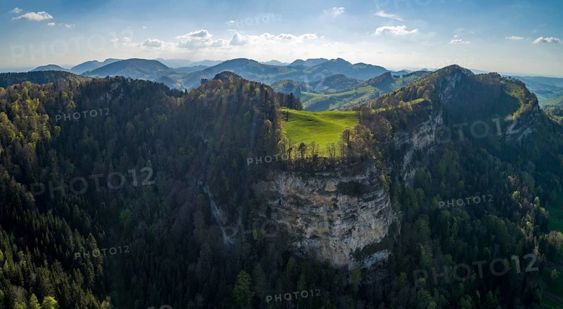 Clearing and escarpment at the Geissflue