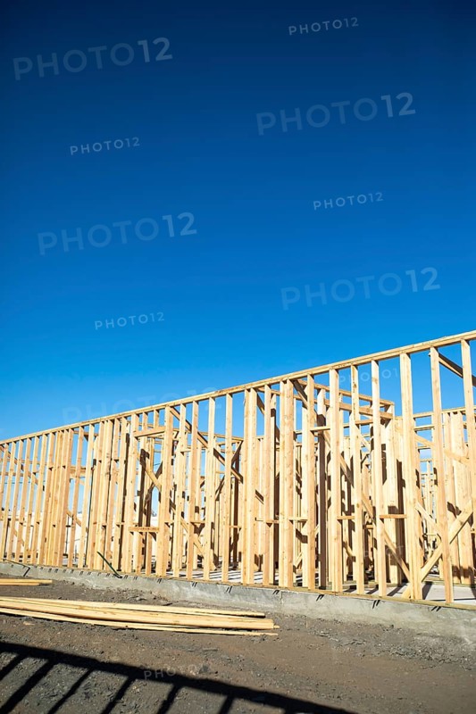 Wood home framing abstract at construction site
