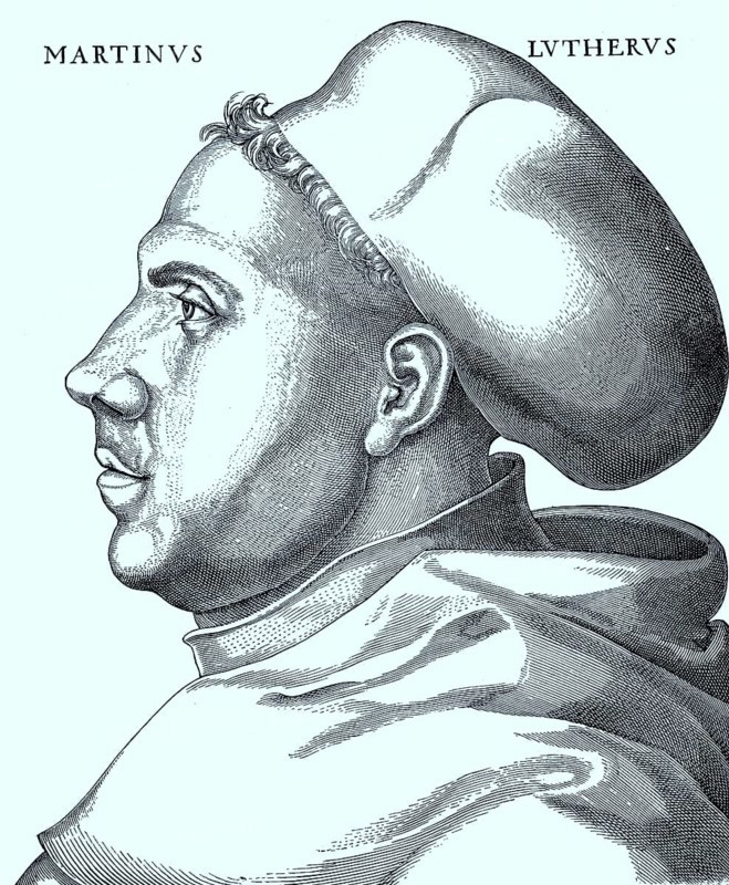 Portraet von Martin Luther im Alter von 38 Jahren in seinem Habit