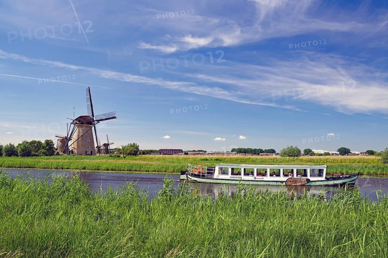 Historic windmills on a canal