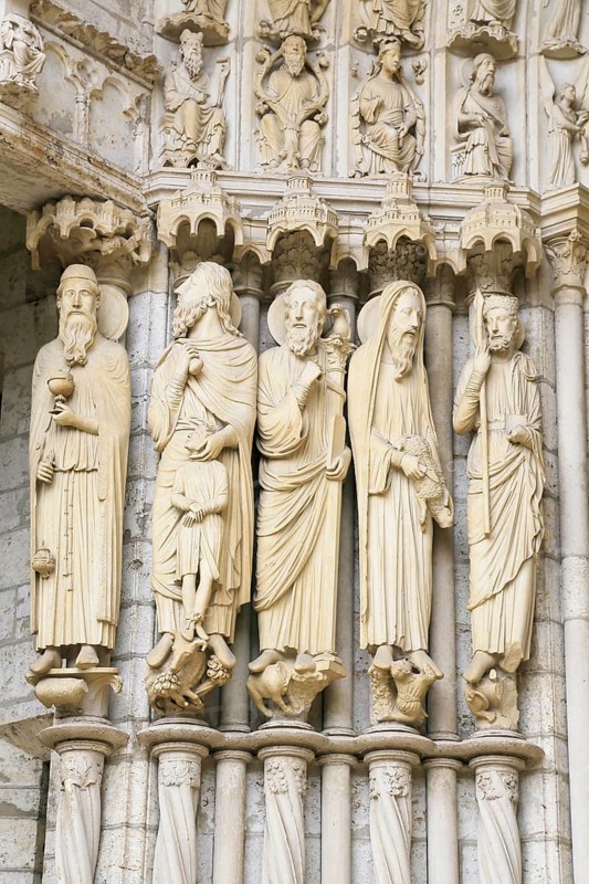 Sculptures on the north portal of Notre Dame Cathedral of Chartres