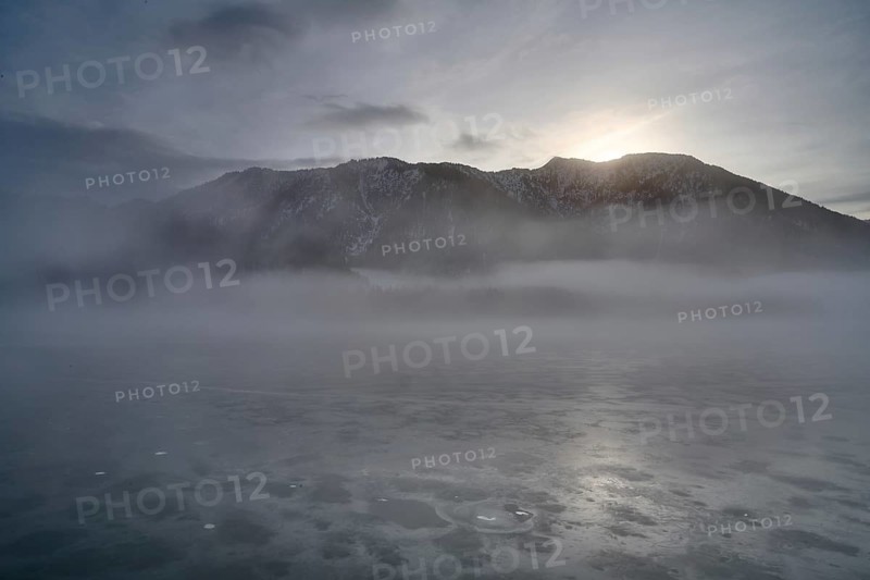 Fog over the Sylvenstein reservoir