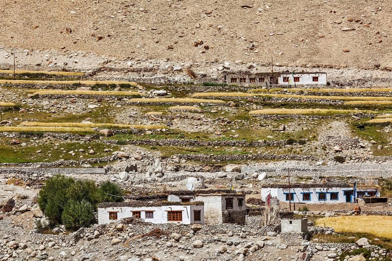 Kardung village in Himalayas mountains near Kardung La Pass