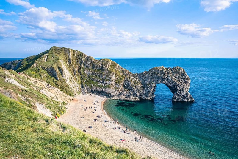 White Cliffs over Jurassic Coast and Durdle Door