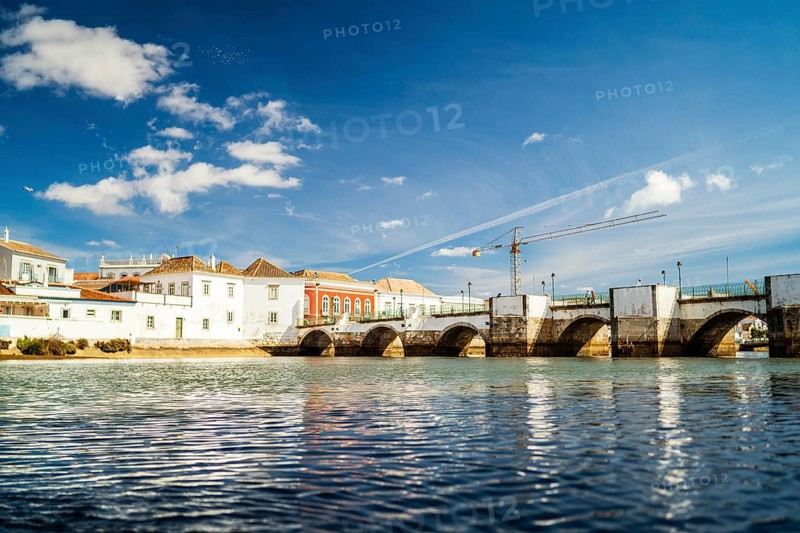 Beautiful cityscape of historic Tavira by Gilao river