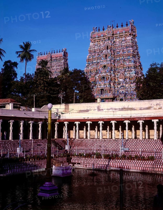 Meenakshi temple with golden lotus tank in Madurai