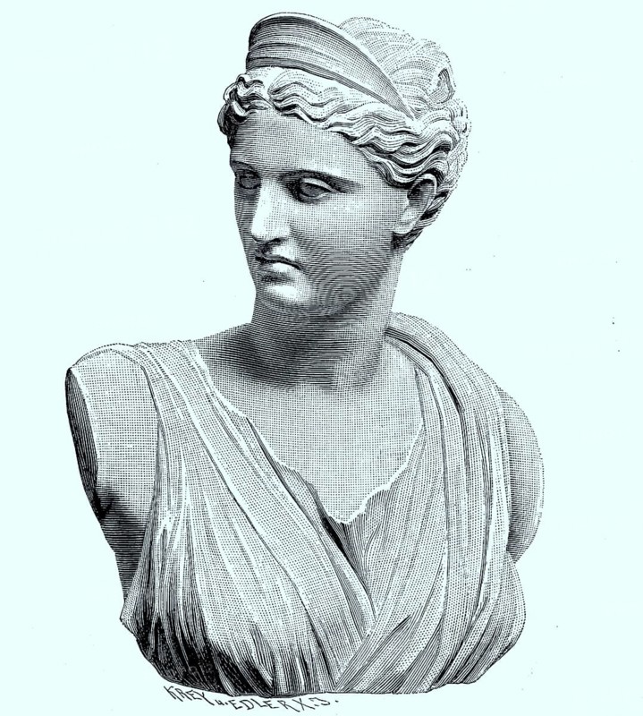 Die antike Marmorstatue der Artemis