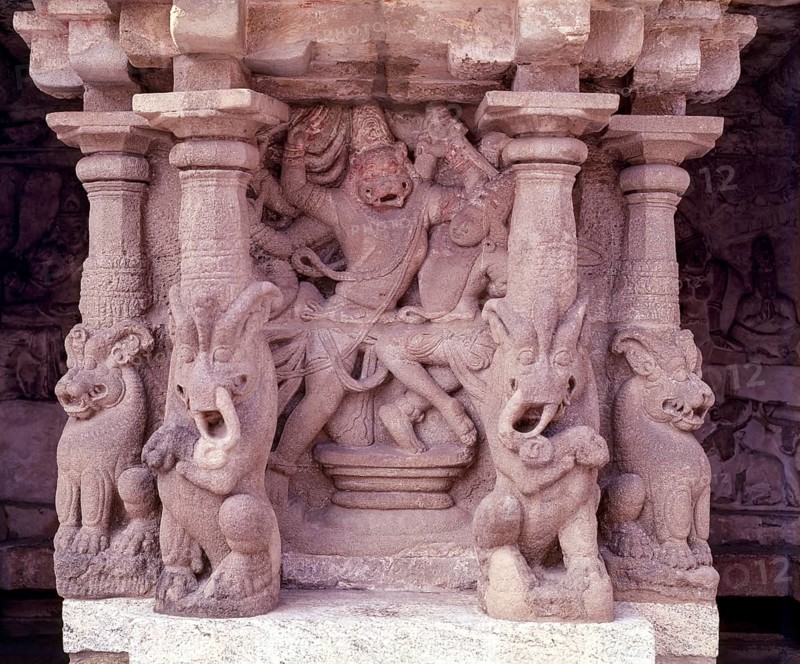 Narasimha incarnation of the Vishnu in kailasanathar temple