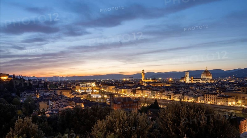 View of Florence after sunset from Piazzale Michelangelo