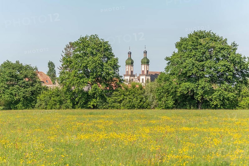 Ebersmunster Abbey in spring in central Alsace. Ebersmunter