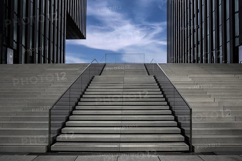 Stairs at the Hotel Hyatt Regency Duesseldorf at the Hafenspitze in the Media Harbour