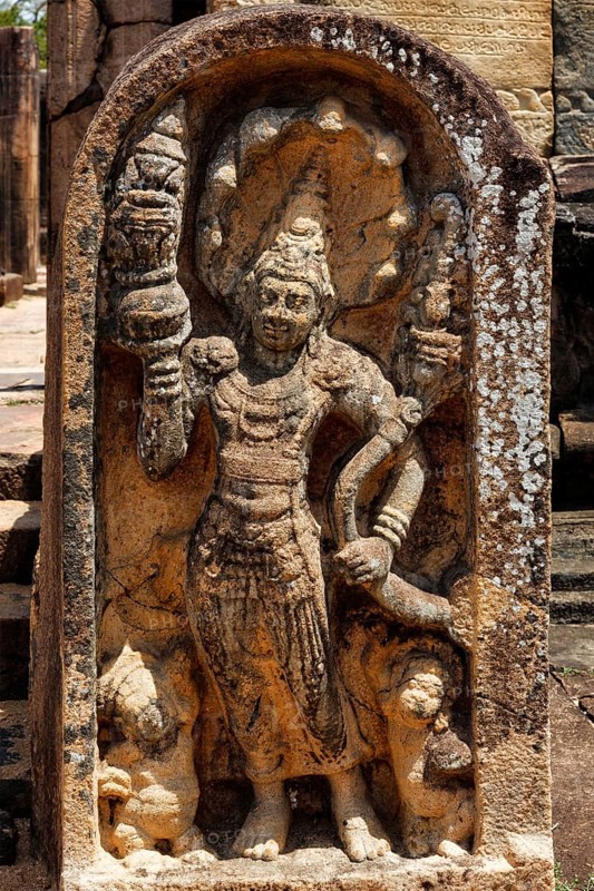 Ancient guardstone bas relief at Vatadage in Pollonnaruwa