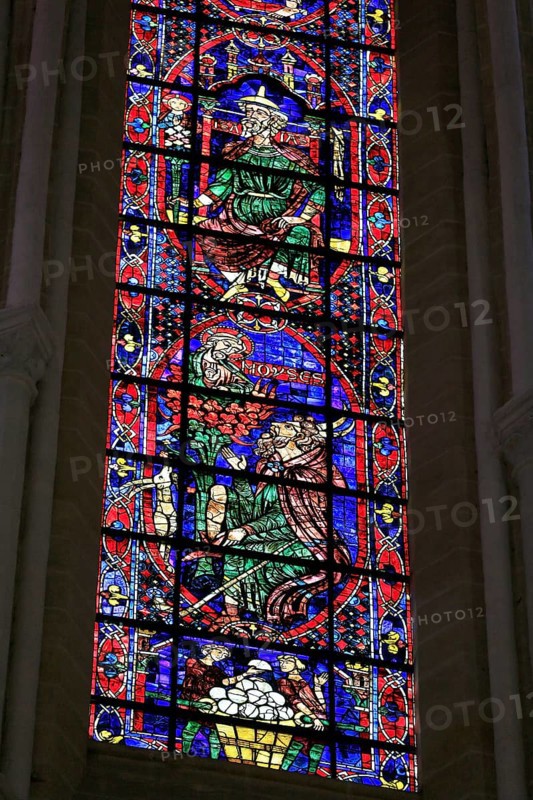 Leaded glass window in Notre Dame Cathedral of Chartres
