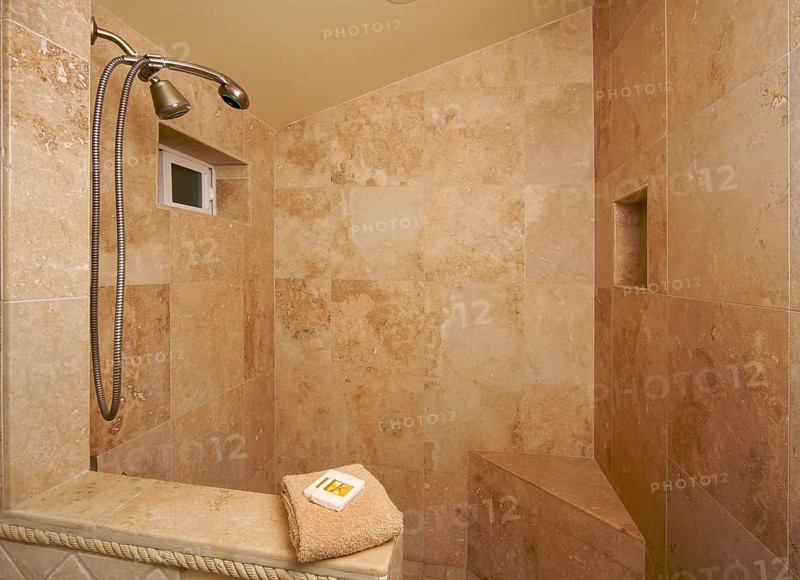 Exotic marble shower & decor