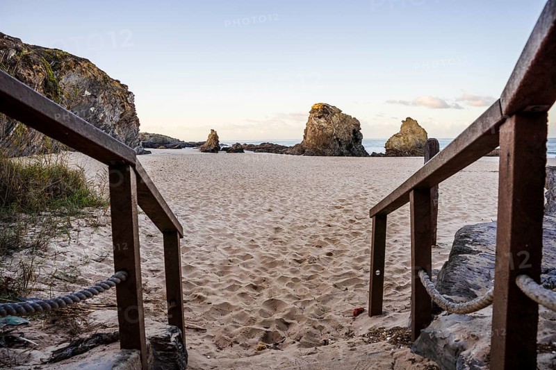 Beautiful landscape and seascape with rock formation in Samoqueira Beach