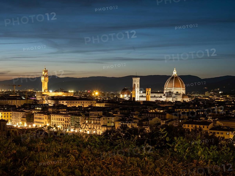 View of Florence after sunset from Piazzale Michelangelo