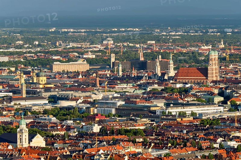 Aerial view of Munich center from Olympiaturm