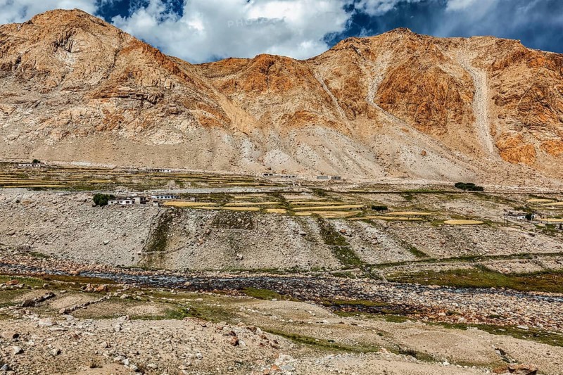 Kardung village in Himalayas mountains near Kardung La Pass