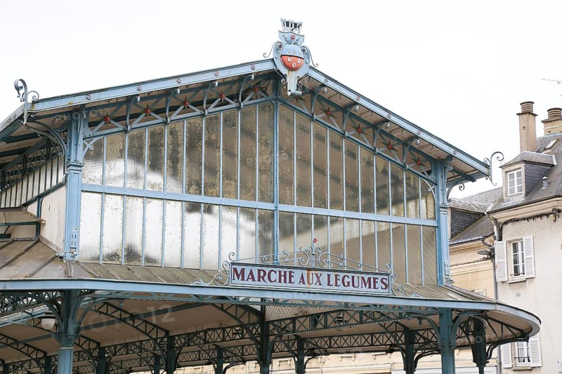 Covered vegetable market in the old town of Chartres