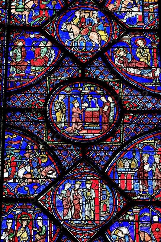 Leaded glass window in Notre Dame Cathedral of Chartres