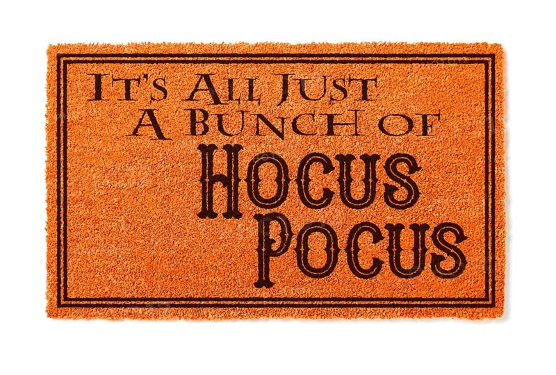 It's all A bunch of hocus pocus halloween orange welcome mat isolated on white background