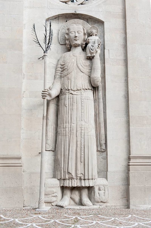 Medieval larger-than-life facade relief