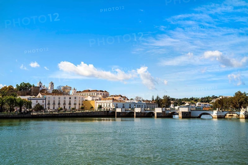 Beautiful cityscape of historic Tavira by Gilao river