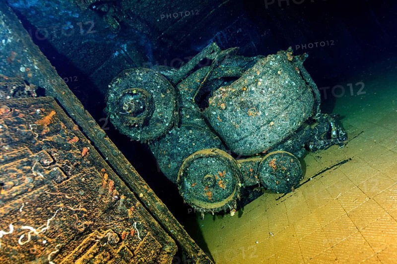 Historic 1930s Italian machine for making pasta dough in Italian wreck Umbria sunk 1940 off Port Sudan