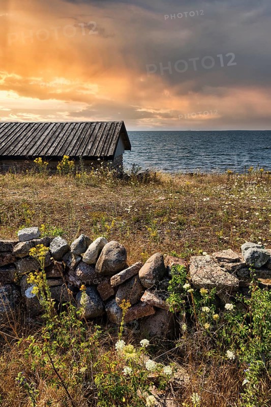 Old fishing hut in summer