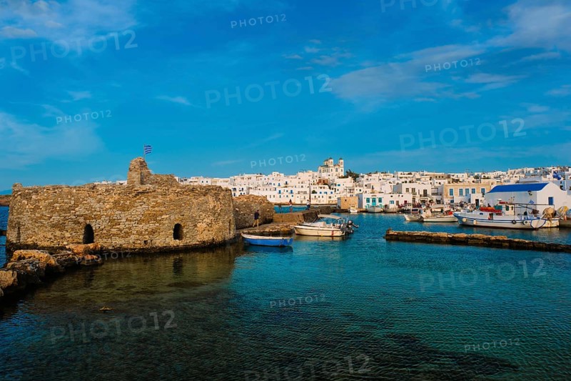 Picturesque view of Naousa town in famous tourist attraction Paros island