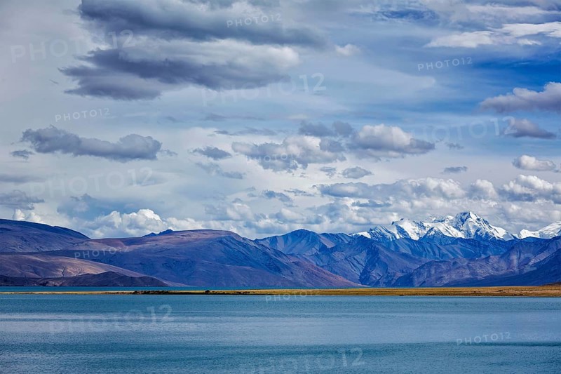 Himalayan mountain lake Tso Moriri in Himalayas. Korzok