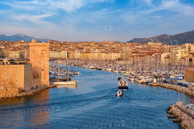 Yachts coming from boat regatta to Marseille Old Port