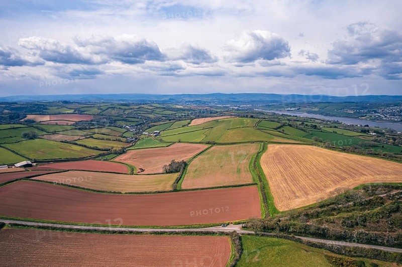 Farms and Fields over Labrador Bay from a drone