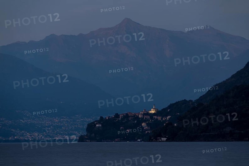 Blue hour on Lake Maggiore on the shore of Cannobio